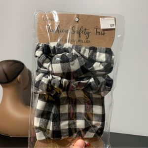 NEW ladies fashion safety trio by Olivia miller plaid hair tie headband mask